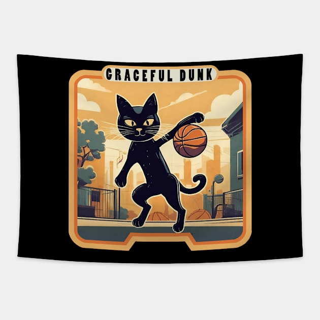 Black cat baller Tapestry by Ilustradamus