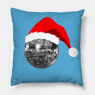 Silver Santa Christmas 1970s Disco Ball Pillow