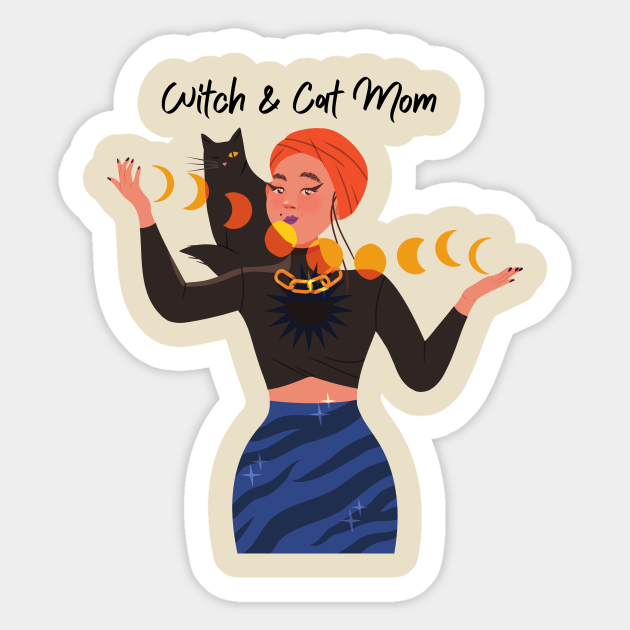 Witch & Cat Mom - Cats And Kittens - Sticker