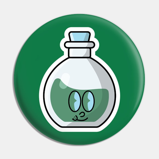 Potion Bottle with Cartoon Character Sticker vector illustration. Science object icon concept. Handsome cartoon with Potion sticker vector design. Cartoon character drink design. Pin by AlviStudio