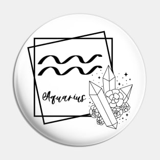 Aquarius Zodiac Sign Floral Crystal Design Pin