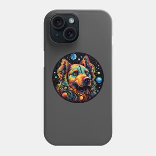 Colorful space dog with planets Phone Case