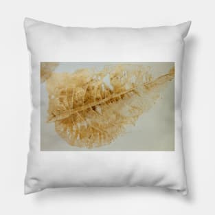 Skeleton Leaf Print in Gold Pillow