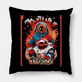 Astronaut Alien Graffiti T-shirt Pillow