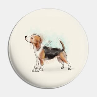 Watercolor Drawing of a Cute Beagle Pin