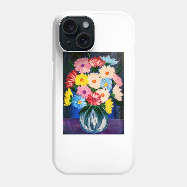 An elegant painting of an exquisite bouquet arranged in a crystal clear glass vase Phone Case by kkartwork