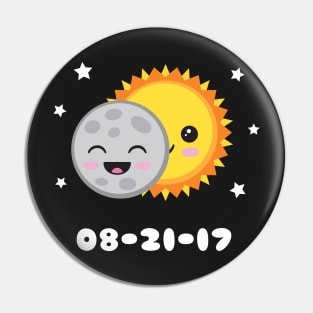 2017 Solar Eclipse Cute Kawaii Sun & Moon Cartoon Pin