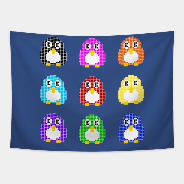 United Colors of Pengi Tapestry by spacepigmath