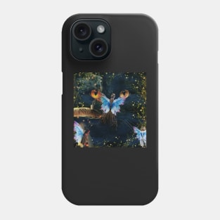 Black cat, fairy fairies, magic, sparkles Phone Case