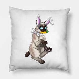 Bobtail BunnyCat: Seal Point (White) Pillow