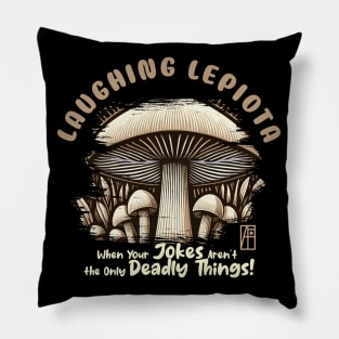 MUSHROOMS - Laughing Lepiota: When Your Jokes Aren't the Only Deadly Things! - Mushroom Forager -Toadstool Pillow