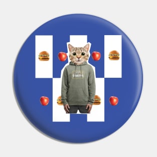 catman eat hamburger and apple Pin