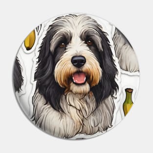 Cute Bearded Collie Banana Pattern Pin