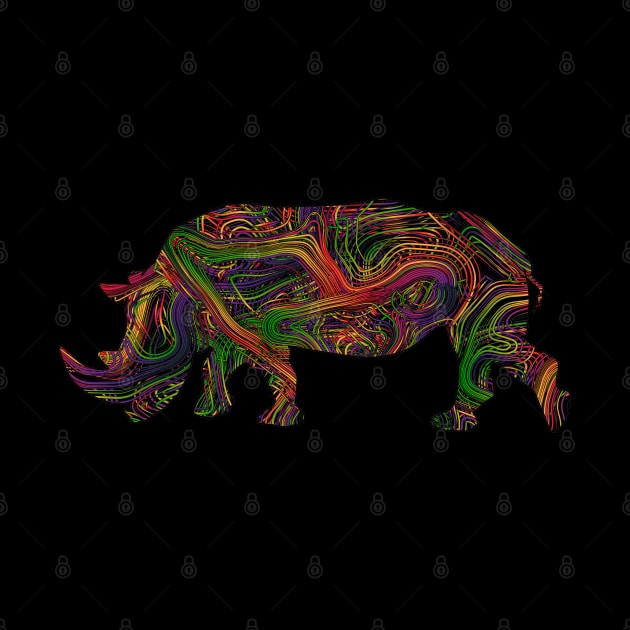 Rhino Lovers Vibrant Artists String Illustration by grendelfly73