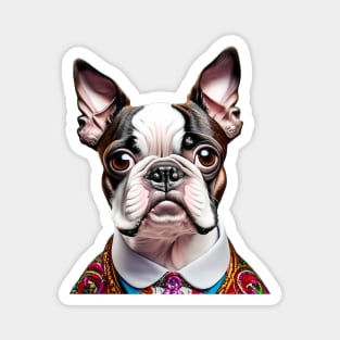 Boston Terrier in Flashy Colorful Outfit Magnet