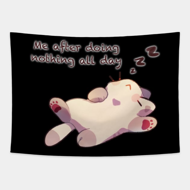 Lazy Kitty Tapestry by Cremechii