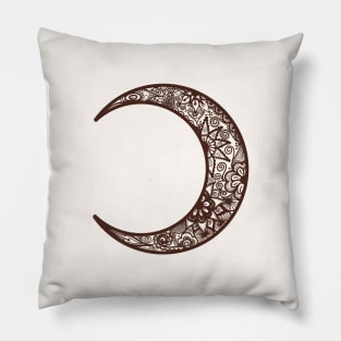 Brown Henna Crescent Moon Pillow