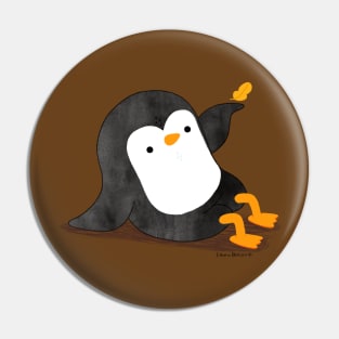 Penguin with autumn leaf Pin