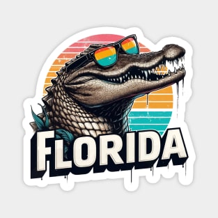 Retro Florida Funny alligator in Sunglasses Magnet