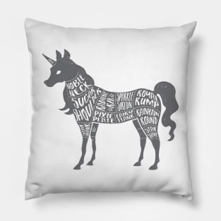 Unicorn - Fantasy Butcher Cuts of Meat - Gray Pillow