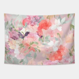 Warm Pastel Abstract Spring Wildflowers Trendy Watercolor Flowers Pattern Tapestry