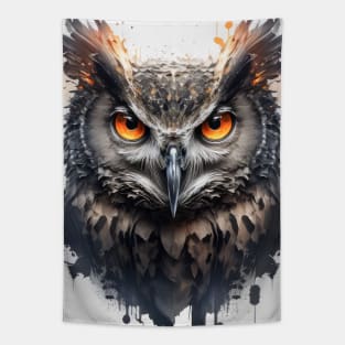 Owl Portrait Animal Painting Wildlife Outdoors Adventure Tapestry