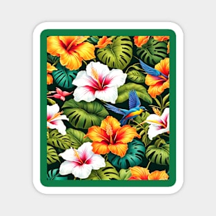 Tropical Paradise, Floral Pattern Graphic Design Magnet