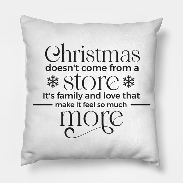 Christmas doesn't come from a black Pillow by unique_design76