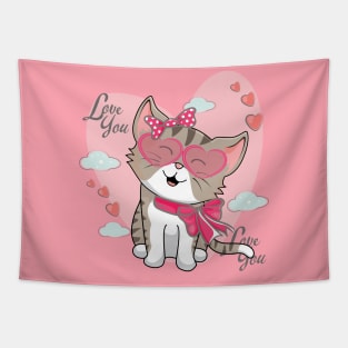 Cute Kitten Love You Tapestry