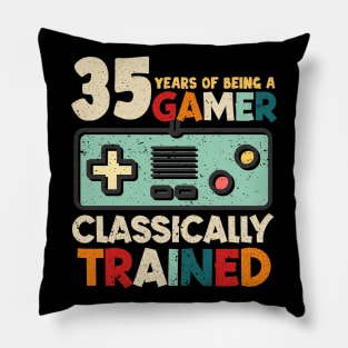 Level 35 Unlocked Tee Cool 35th Birthday Gift For Gamer Men Women 35 Birthday Party Gaming Gift Gamer Birthday Game Console copy Pillow
