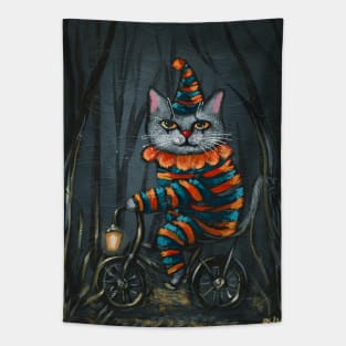 Spooky Clown in the Forest Tapestry