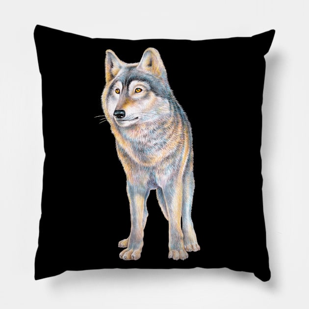 Wolf Pillow by Tim Jeffs Art