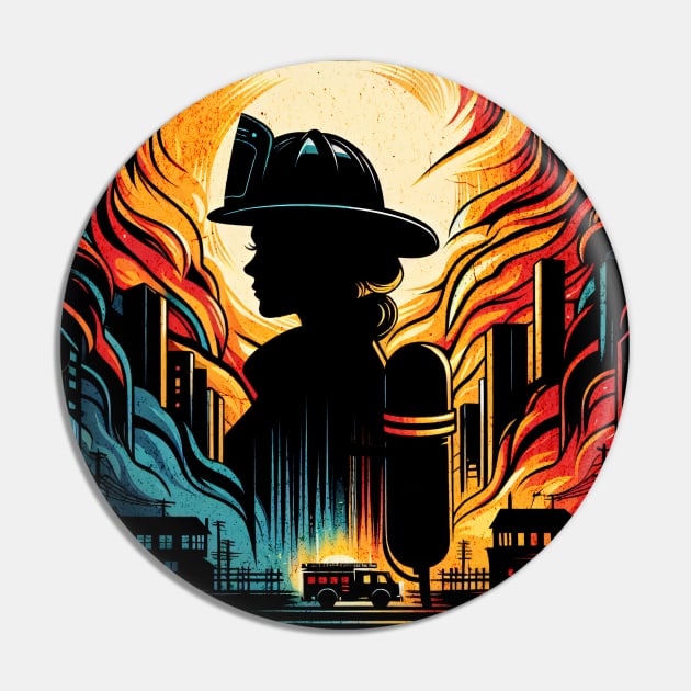Proud Firefighter Woman Untold Heroes Design Pin by Miami Neon Designs