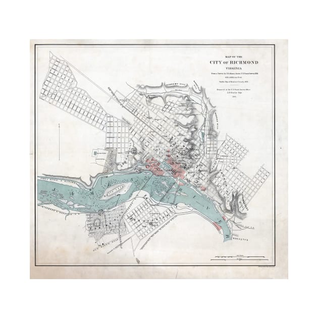 Vintage Map of Richmond Virginia (1864) by Bravuramedia