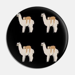 Cute Sloth Sleeping on Llama Pattern Pin