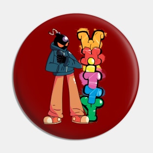 Whitty mod character with graffiti (Friday Night Funkin Vs Whitty) Pin