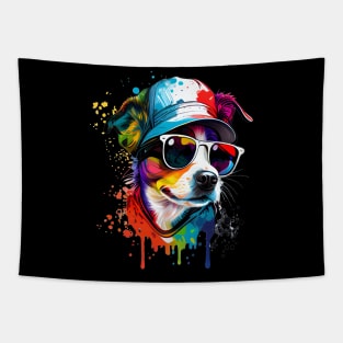 Colourful cool Jack Russell Terrier dog with sunglasses four Tapestry