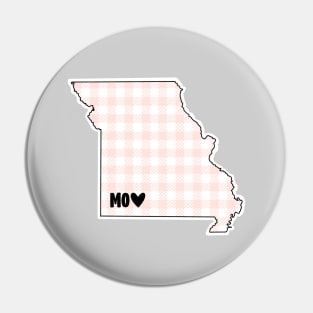 USA States: Missouri (pink plaid) Pin