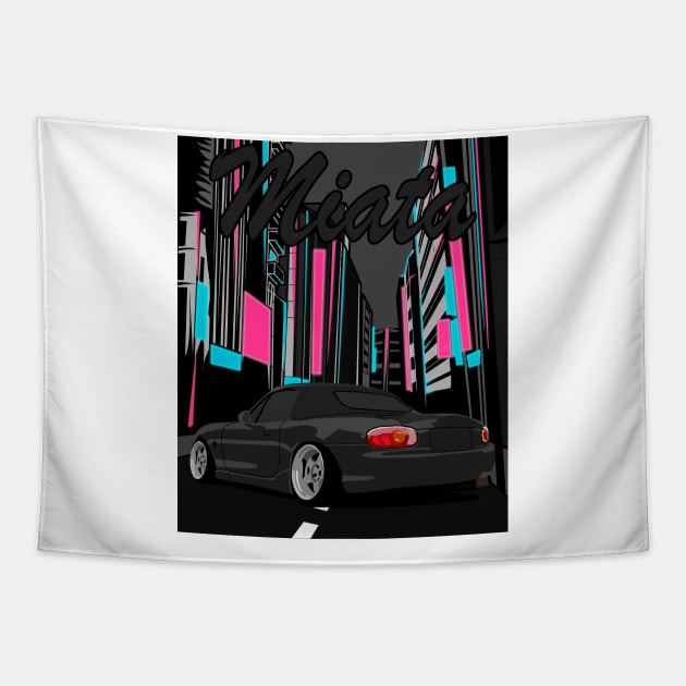 Black Mazda Miata Tapestry by Rebellion Store