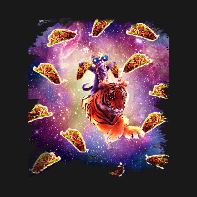 Thug Space Cat On Tiger Unicorn - Taco by Random Galaxy