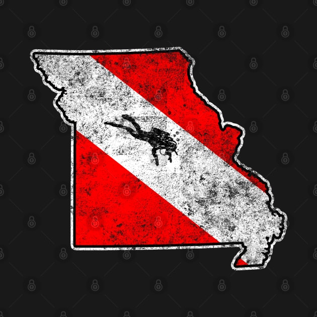 Missouri Dive Flag Scuba Diving State Map Dive Flag Distressed by TeeCreations