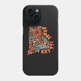 Rhode Island State Design | Artist Designed Illustration Featuring Rhode Island State Filled With Retro Flowers with Retro Hand-Lettering Phone Case