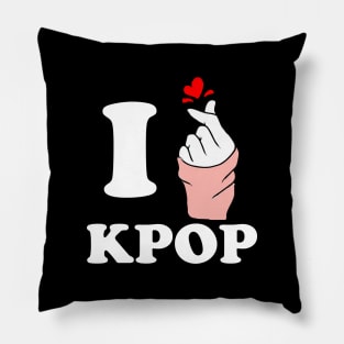 I love kpop finger heart white Pillow