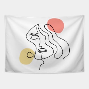 Empowered Woman face line art Tapestry