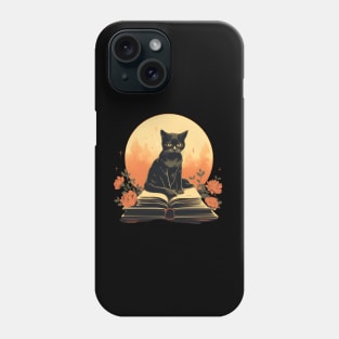 Floral Black Cat And Book Catshirt Phone Case