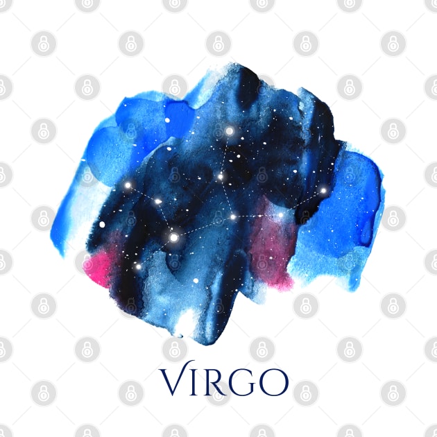Virgo Zodiac Sign - Watercolor Star Constellation by marufemia