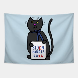 Cat with Biden Harris 2024 Sign Tapestry