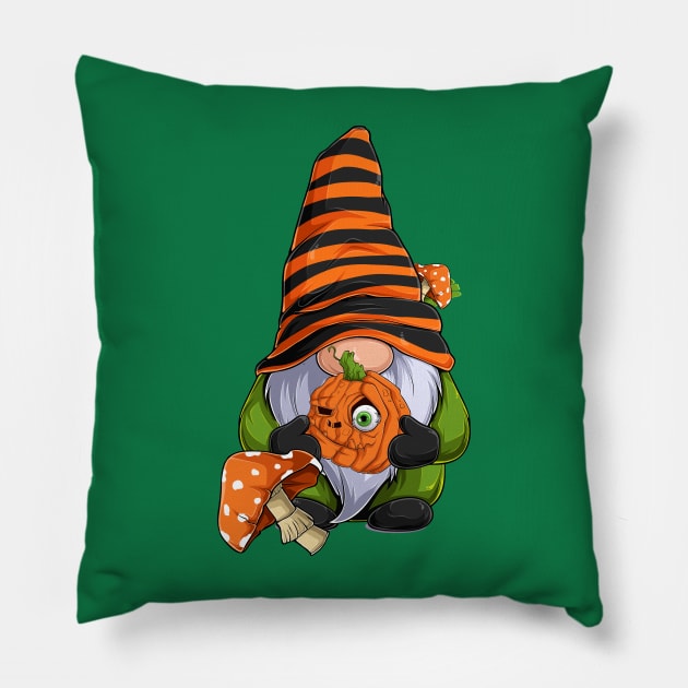 Gnome with pumpkin Pillow by katanya78