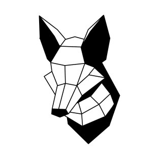 Low Poly Fox Line Black T-Shirt