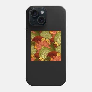 Colorful Pattern with Floral Motifs. Ornate Flowers, Leaves and Swirls Phone Case